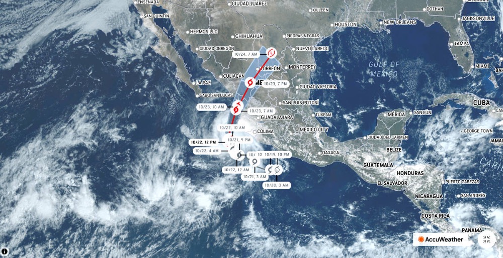 Hurricane Roslyn - Passes Nuevo Vallarta and Lands North of San Blas