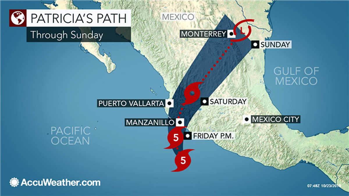 Hurricane Patricia - Largest Ever, Misses Puerto Vallarta - 10/23/15