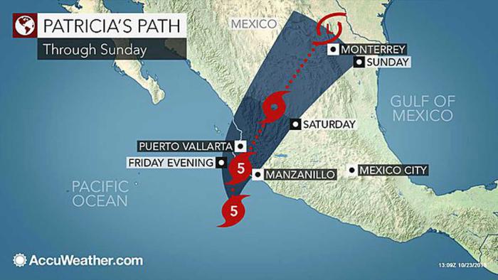 12 PM Eastern Time - Patricia's track is expanding to include Puerto Vallarta.