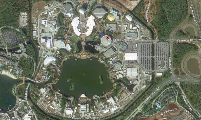This image of Epcot Center was taken by Google Earth.  This is just one of four parks on the Disney World 30,000 acre property.  But it is interesting to see the comparison between the two properties....(Tap the image to enlarge; tap your browser's back arrow to return)