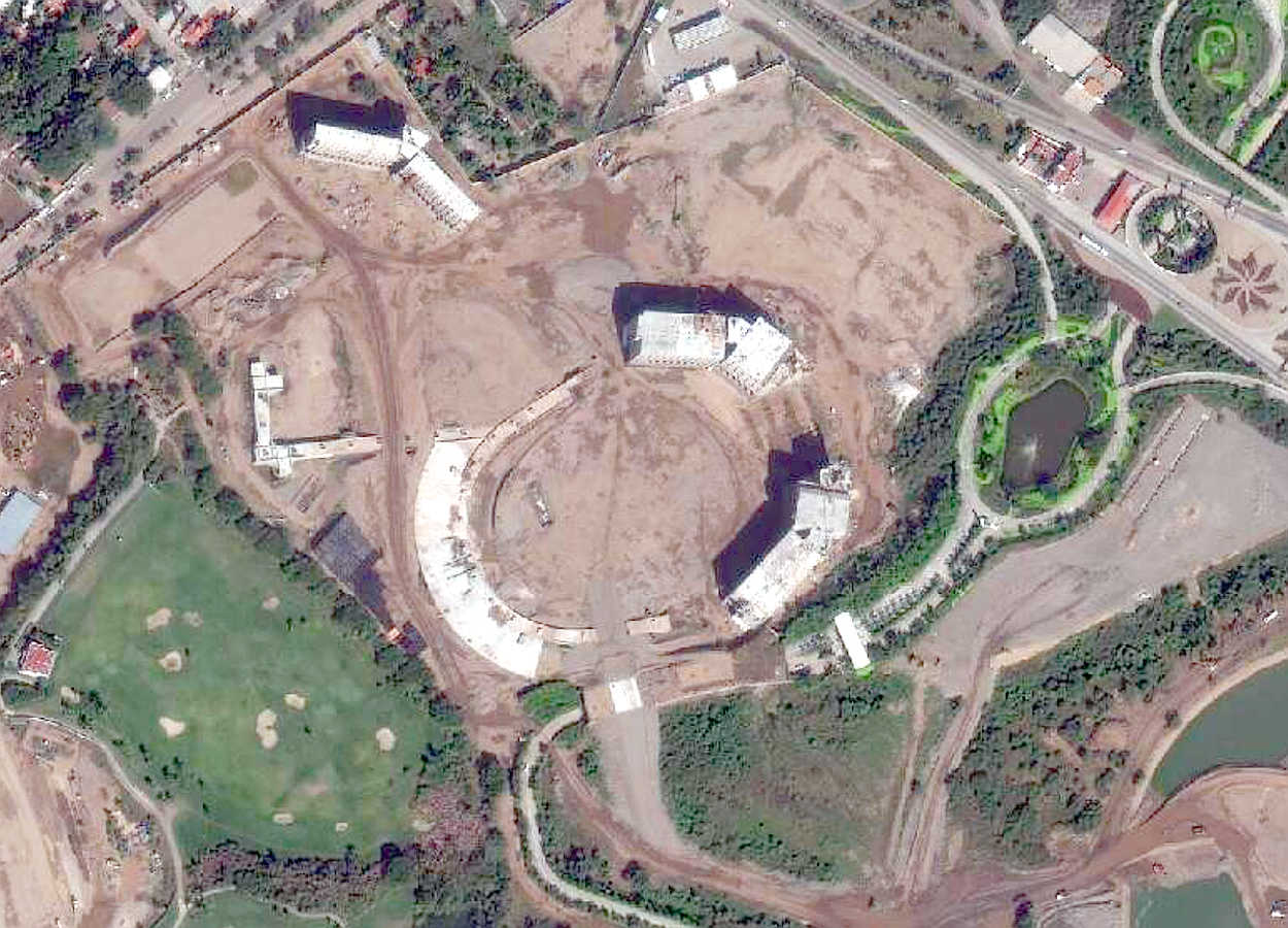 In December, 2017, shell of six hotel towers are in place.