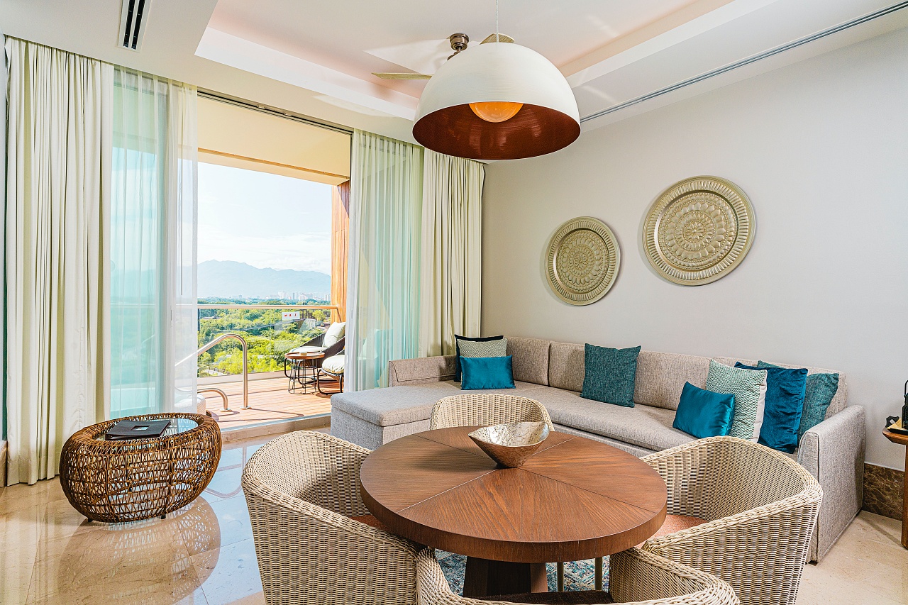 The Living Room of the Luxxe Royal 1 BR unit in Tower Six at the Grand Luxxe Residence Club in Nuevo Vallarta, Mexico