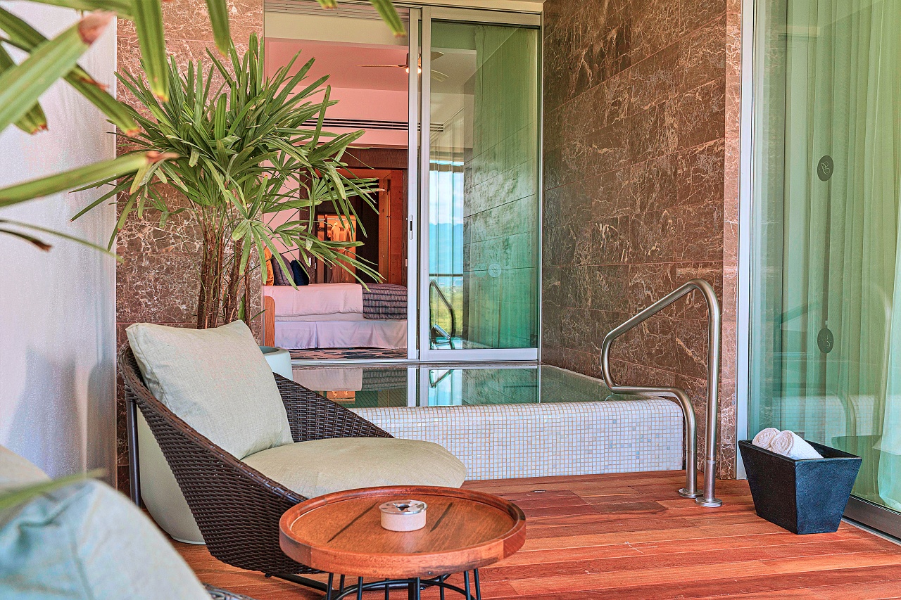 The Deck Area of the Luxxe Royal 2 BR unit in Tower Six at the Grand Luxxe Residence Club in Nuevo Vallarta, Mexico.