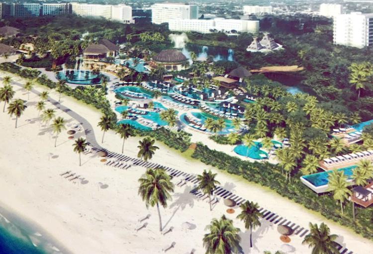 This photo shows the architect’s rendering of how the Mayan Palace pool areaway change in the future.
